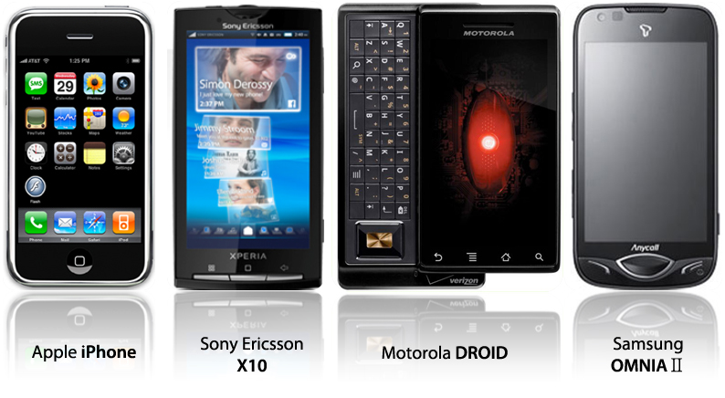 아이폰3GS,소니에릭슨X10,드로이드,옵니아2 스펙 비교 결과